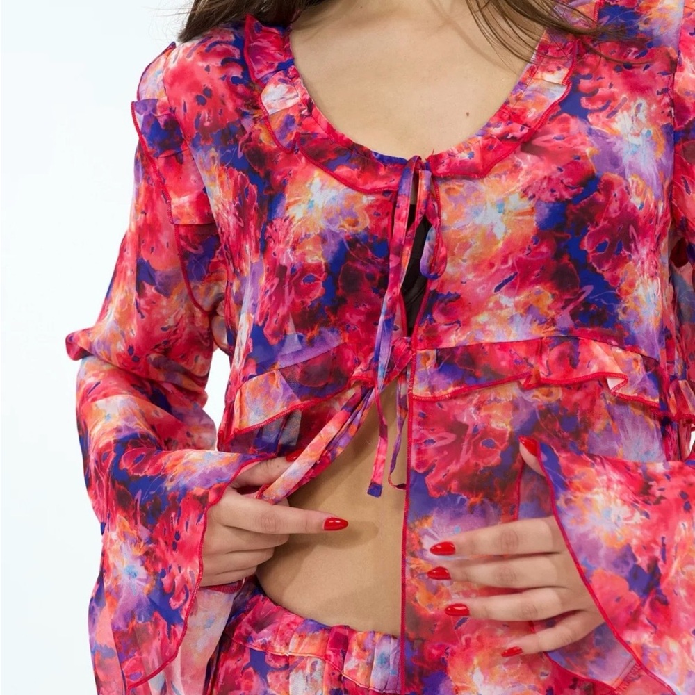 Arcobaleno Tie Dye Resort Set Pink Orange Beach Vacation 2 Piece SZ S/M Luxury - Picture 2 of 8